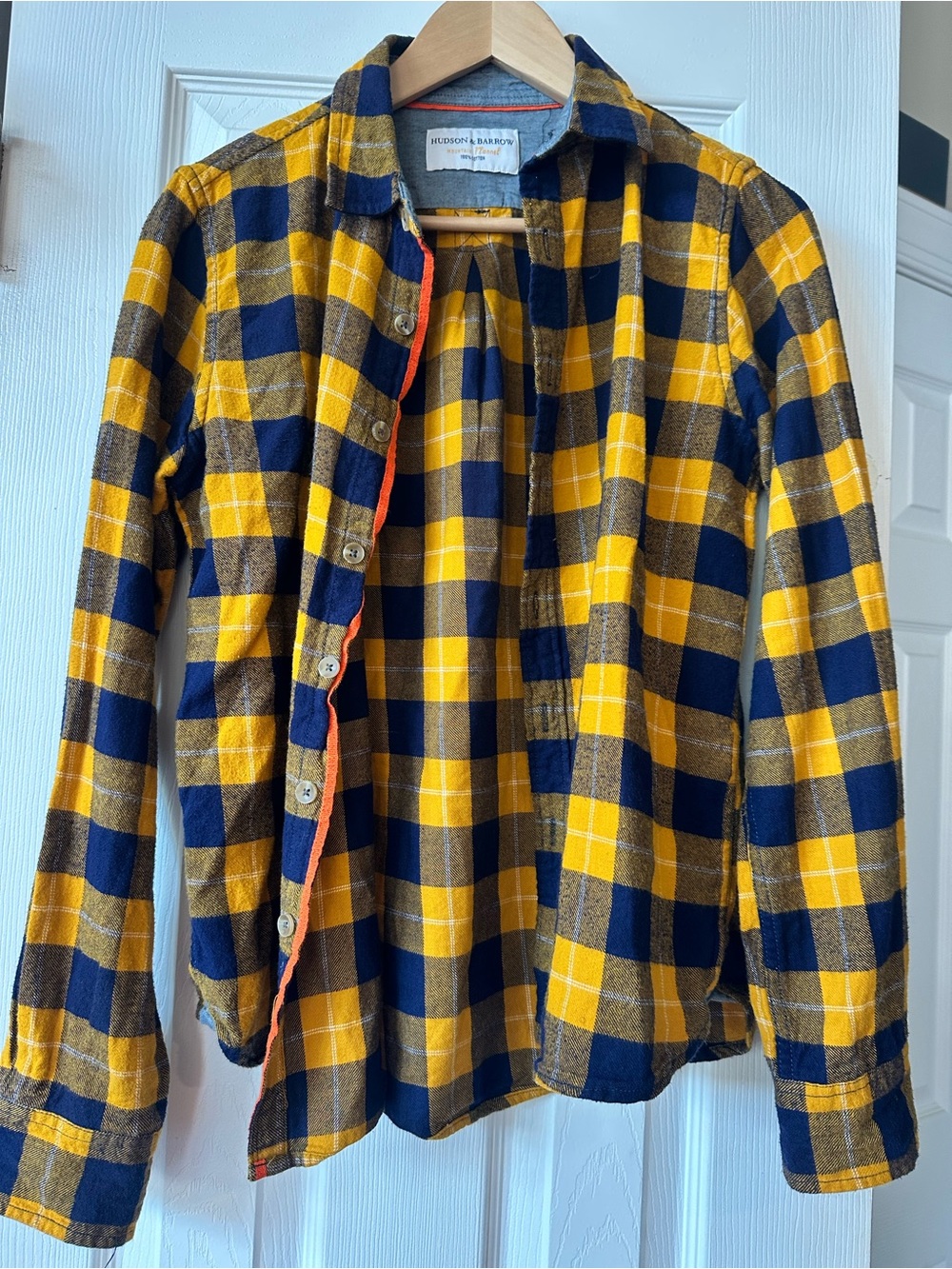 Women’s Yellow Navy Plaid Button-Up Shirt
